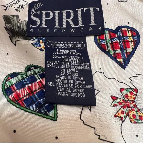 Nite Spirit Sleepwear Scottie Dog With Hearts Satin 2 Piece Set Size M NWOT - Picture 2 of 9